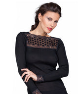 EGI Exclusive Merino Wool Blend Top Lace Trim Long Sleeves. Proudly Made in Italy (317) - tittimitti - Flyclothing LLC