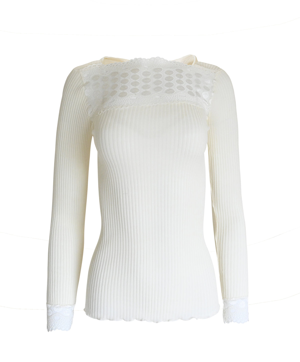 EGI Exclusive Merino Wool Blend Top Lace Trim Long Sleeves. Proudly Made in Italy (317) - tittimitti - Flyclothing LLC