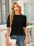 Openwork Round Neck Short Sleeve Top - Trendsi - Flyclothing LLC