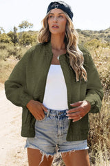 Baseball Collar Floral Quilted Jacket - Trendsi - Flyclothing LLC