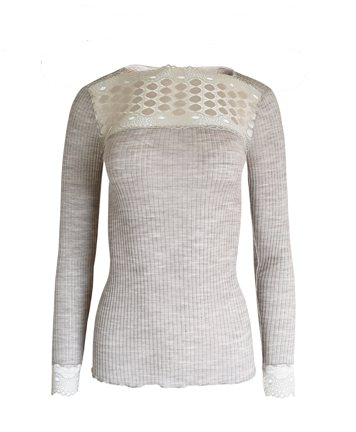 EGI Exclusive Merino Wool Blend Top Lace Trim Long Sleeves. Proudly Made in Italy (317) - tittimitti - Flyclothing LLC