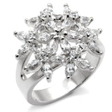 31820 - High-Polished 925 Sterling Silver Ring with AAA Grade CZ  in Clear - Alamode