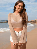 Openwork Long Sleeve Cover-Up - Trendsi - Flyclothing LLC