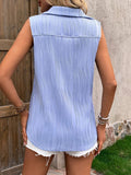 Button Up Collared Neck Tank - Trendsi