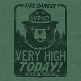 Smokey Bear "Fire Danger Very High Today" T-Shirt - Green