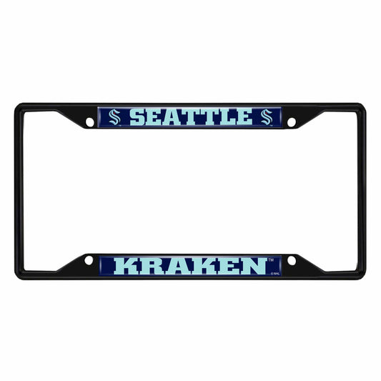 Seattle Kraken Metal License Plate Frame Black Finish - Seattle Kraken