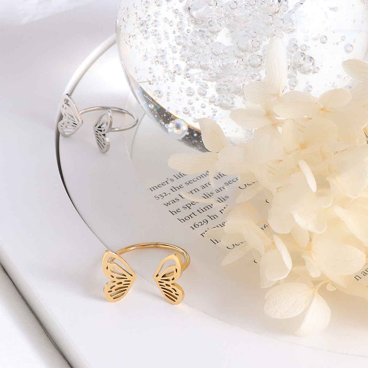 Titanium Steel Butterfly Open Ring Trendsi