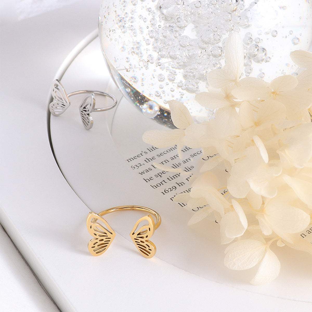 Titanium Steel Butterfly Open Ring - Trendsi - Flyclothing LLC