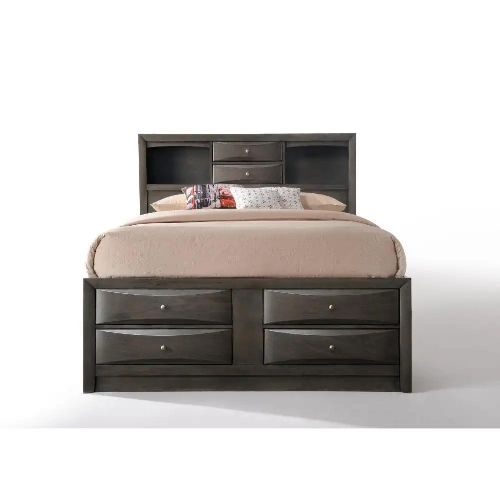 Gray Solid Wood Bed Frame - Homeroots