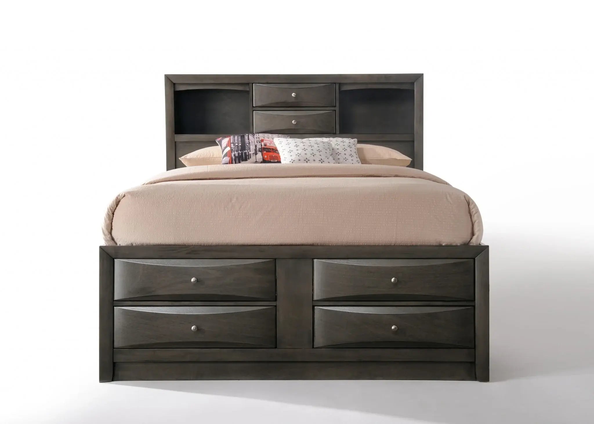 Gray Solid Wood Queen Bed Frame - Homeroots - Flyclothing LLC