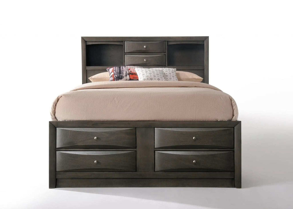 Gray Solid Wood Queen Bed Frame - Homeroots - Flyclothing LLC