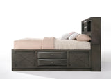 Gray Solid Wood Queen Bed Frame - Homeroots