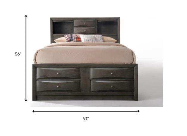 Gray Solid Wood Queen Bed Frame - Homeroots - Flyclothing LLC