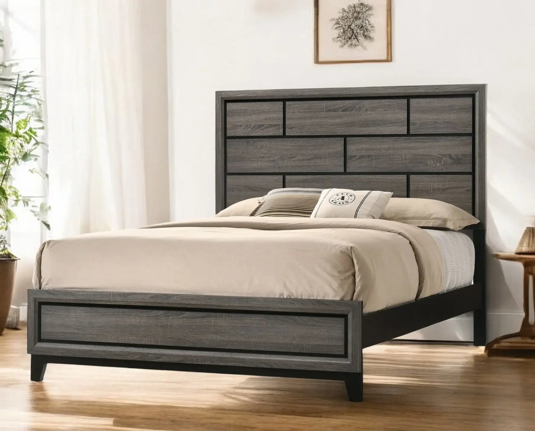 Gray Solid Wood Bed Frame - Homeroots - Flyclothing LLC
