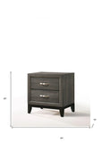 25" Gray Two Drawers Nightstand - Homeroots - Flyclothing LLC