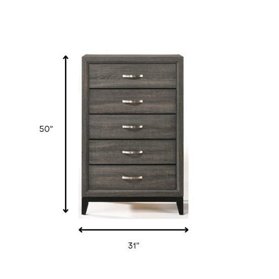 31" Gray Manufactured Wood Five Drawer Chest - Homeroots - Flyclothing LLC