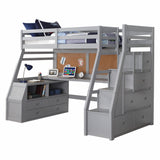 Twin Size Gray Finish Pine Wood Loft Bed - Homeroots
