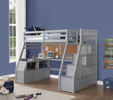 Twin Size Gray Finish Pine Wood Loft Bed - Homeroots