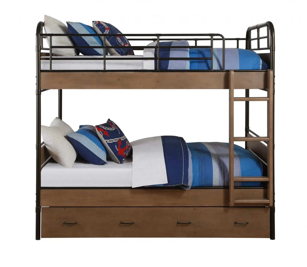 Oak Twin Industrial Bunk Bed - Homeroots - Flyclothing LLC