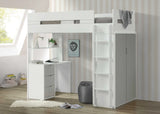 White And Gray Twin Loft Bed And Desk - Homeroots - Flyclothing LLC