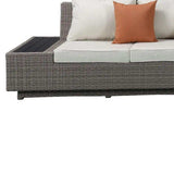 Beige Polyester Modular L Shaped Four Piece Standard With Console And Toss Pillows - Homeroots - Flyclothing LLC