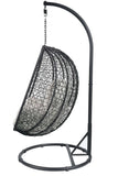 38" Black Metal Swing Chair With Beige Cushion - Homeroots