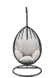 38" Black Metal Swing Chair With Beige Cushion - Homeroots