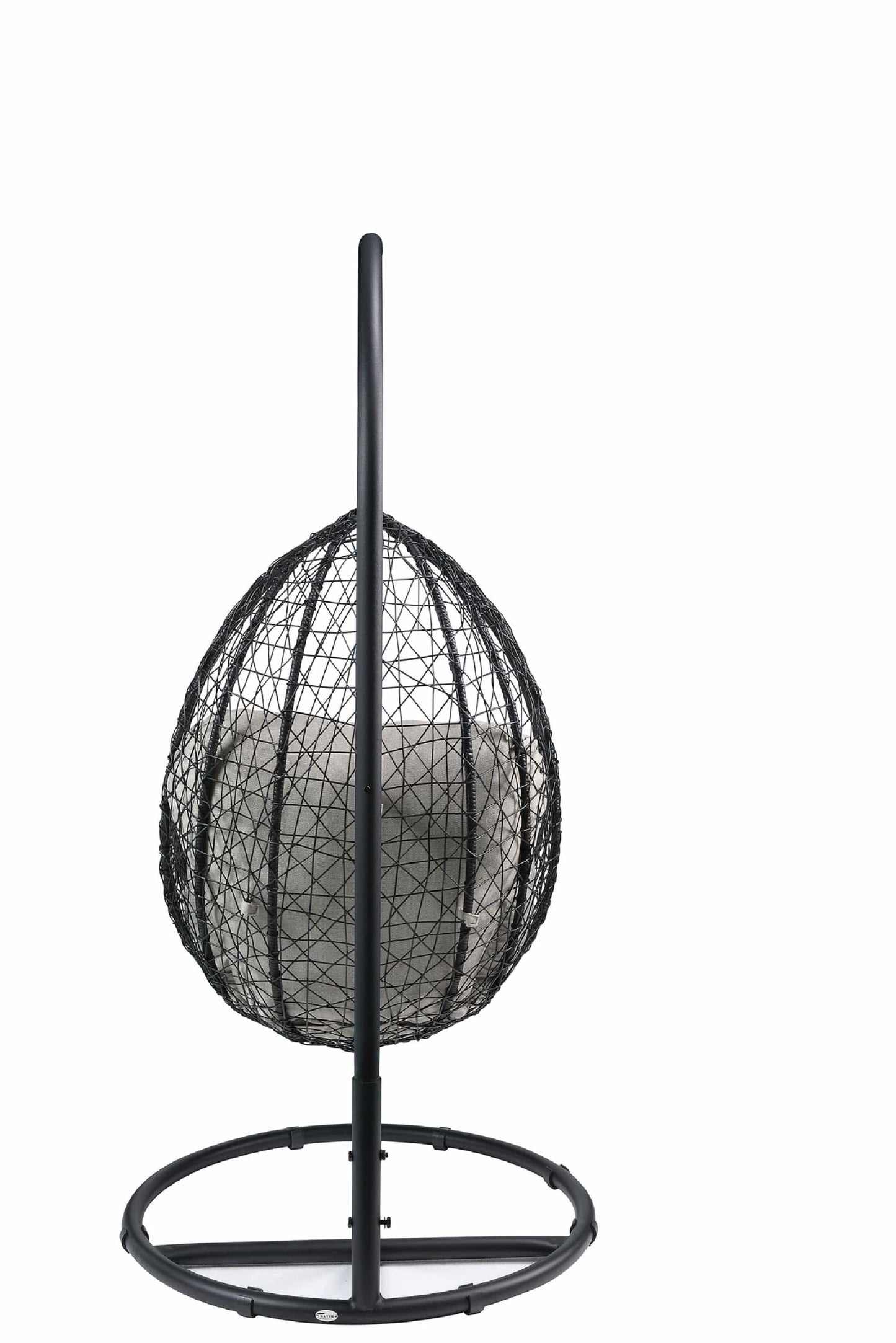 38" Black Metal Swing Chair With Beige Cushion - Homeroots - Flyclothing LLC