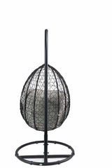 38" Black Metal Swing Chair With Beige Cushion - Homeroots - Flyclothing LLC