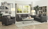34" Charcoal And Brown Linen Arm Chair - Homeroots