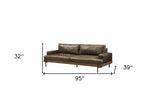 95" Chocolate Top Grain Leather Sofa With Black Legs - Homeroots - Flyclothing LLC