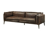 94" Chocolate Top Grain Leather Sofa With Dark Brown Legs - Homeroots