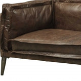 94" Chocolate Top Grain Leather Sofa With Dark Brown Legs - Homeroots - Flyclothing LLC