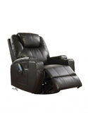 34" Black Leather Match Power Heated Massage Recliner - Homeroots