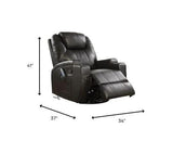 34" Black Leather Match Power Heated Massage Recliner - Homeroots