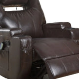 34" Brown Faux Leather Heated Massage Home Theater Recliner - Homeroots - Flyclothing LLC