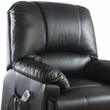 34" Black Faux Leather Power Massage Lift Assist Recliner - Homeroots