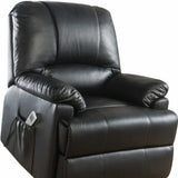 34" Black Faux Leather Power Massage Lift Assist Recliner - Homeroots