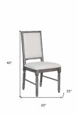 Set of Two Cream And Gray Upholstered Linen Dining Side Chairs - Homeroots - Flyclothing LLC