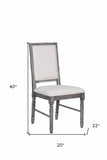 Set of Two Cream And Gray Upholstered Linen Dining Side Chairs - Homeroots