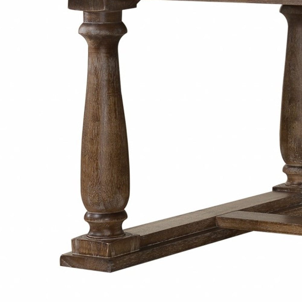 84" Brown Solid Wood Trestle Base Dining Table - Homeroots - Flyclothing LLC