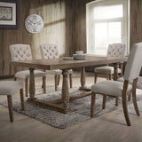 Set of Two Tufted Cream And Brown Upholstered Linen Open Back Dining Side Chairs - Homeroots - Flyclothing LLC