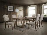 Set of Two Tufted Cream And Brown Upholstered Linen Open Back Dining Side Chairs - Homeroots
