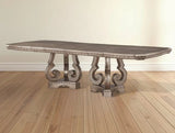 76" Champagne Solid Wood Double Pedestal Base Dining Table - Homeroots