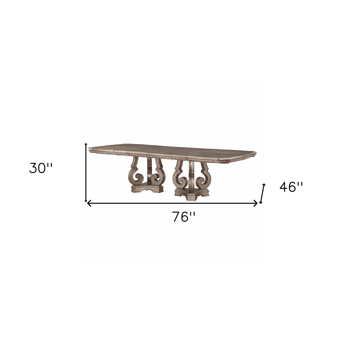 76" Champagne Solid Wood Double Pedestal Base Dining Table - Homeroots - Flyclothing LLC