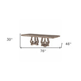 76" Champagne Solid Wood Double Pedestal Base Dining Table - Homeroots - Flyclothing LLC