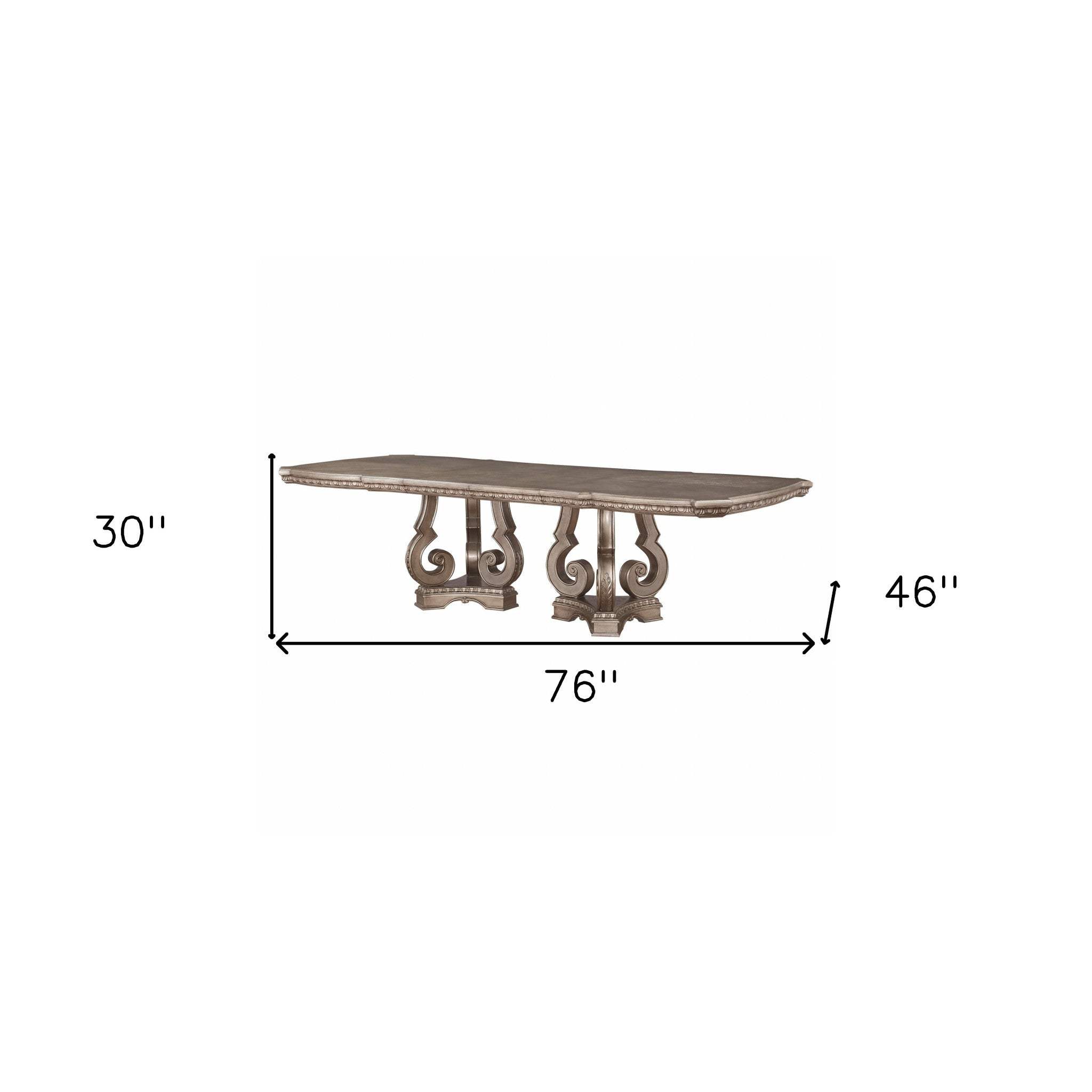76" Champagne Solid Wood Double Pedestal Base Dining Table - Homeroots - Flyclothing LLC