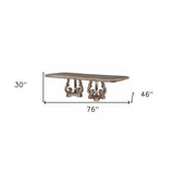 76" Champagne Solid Wood Double Pedestal Base Dining Table - Homeroots