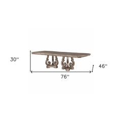 76" Champagne Solid Wood Double Pedestal Base Dining Table - Homeroots
