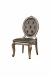Set of Two Tufted Champagne Upholstered Faux Leather Dining Side Chairs - Homeroots